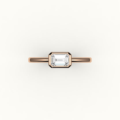 East-West Emerald Cut Bezel Ring Setting