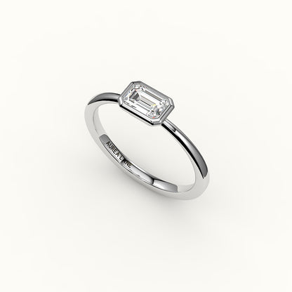 East-West Emerald Cut Bezel Ring Setting