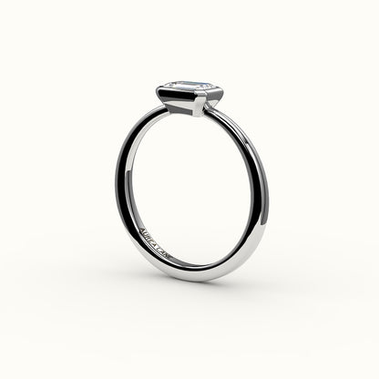 East-West Emerald Cut Bezel Ring Setting