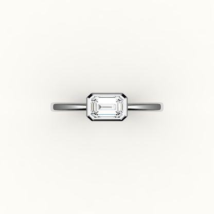 East-West Emerald Cut Bezel Ring Setting