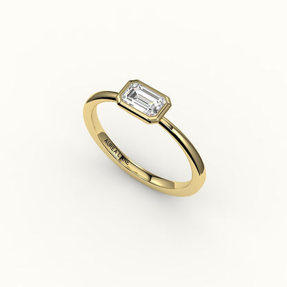 East-West Emerald Cut Bezel Ring Setting