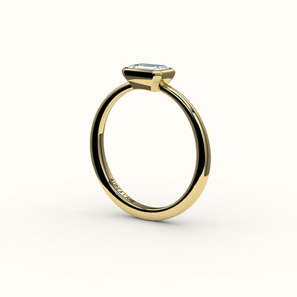 East-West Emerald Cut Bezel Ring Setting