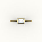 East-West Emerald Cut Bezel Ring Setting