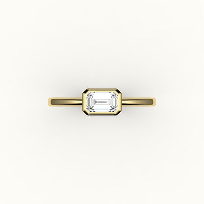 East-West Emerald Cut Bezel Ring Setting