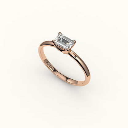 East-West Emerald Cut Solitaire Ring Setting