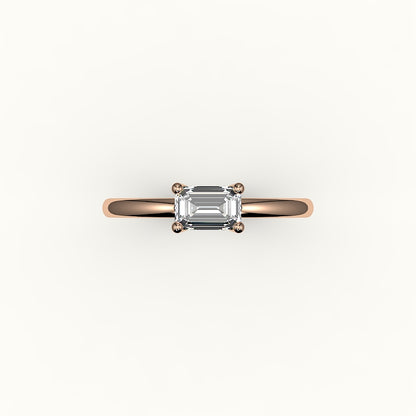 East-West Emerald Cut Solitaire Ring Setting