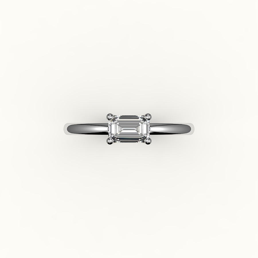 East-West Emerald Cut Solitaire Ring Setting