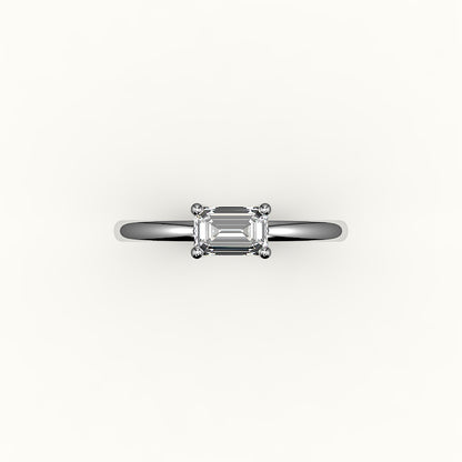 East-West Emerald Cut Solitaire Ring Setting