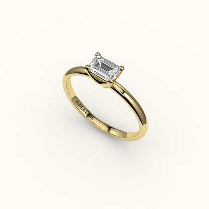 East-West Emerald Cut Solitaire Ring Setting