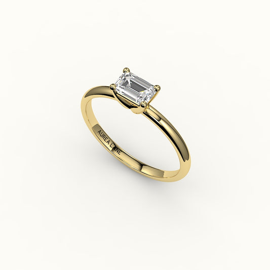 East-West Emerald Cut Solitaire Ring Setting
