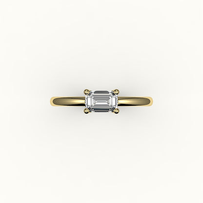 East-West Emerald Cut Solitaire Ring Setting