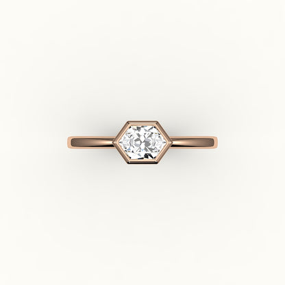 East-West Hexagon Cut Bezel Ring Setting