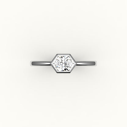 East-West Hexagon Cut Bezel Ring Setting