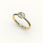 East-West Hexagon Cut Bezel Ring Setting