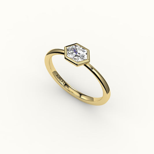 East-West Hexagon Cut Bezel Ring Setting