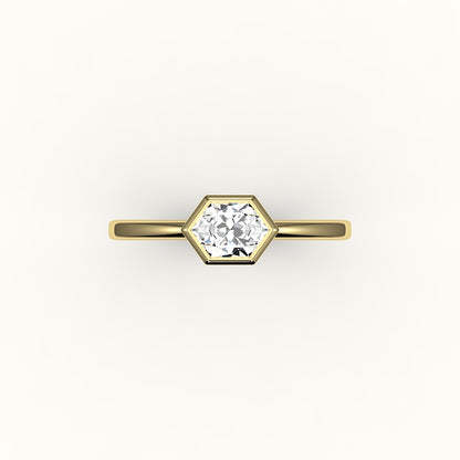 East-West Hexagon Cut Bezel Ring Setting