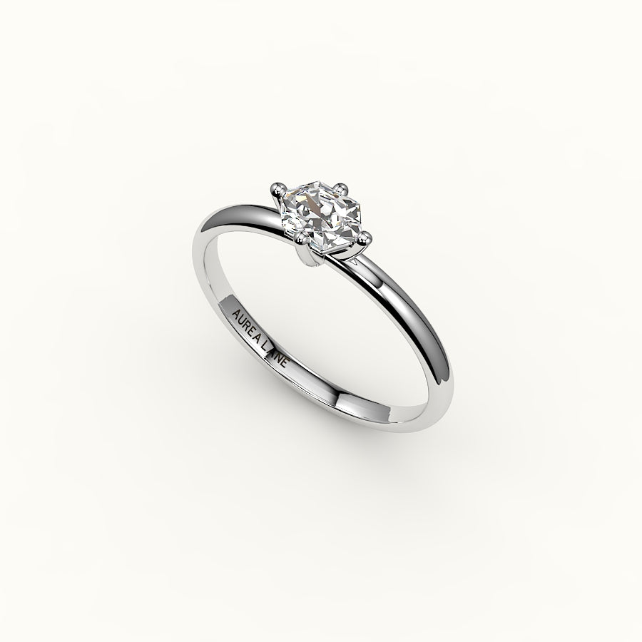 East-West Hexagon Cut Solitaire Ring Setting