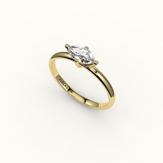 East-West Marquise Cut Solitaire Ring Setting