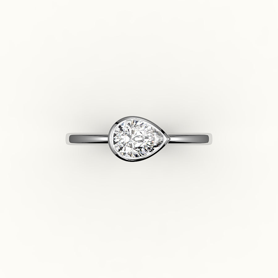 East-West Pear Cut Bezel Ring Setting