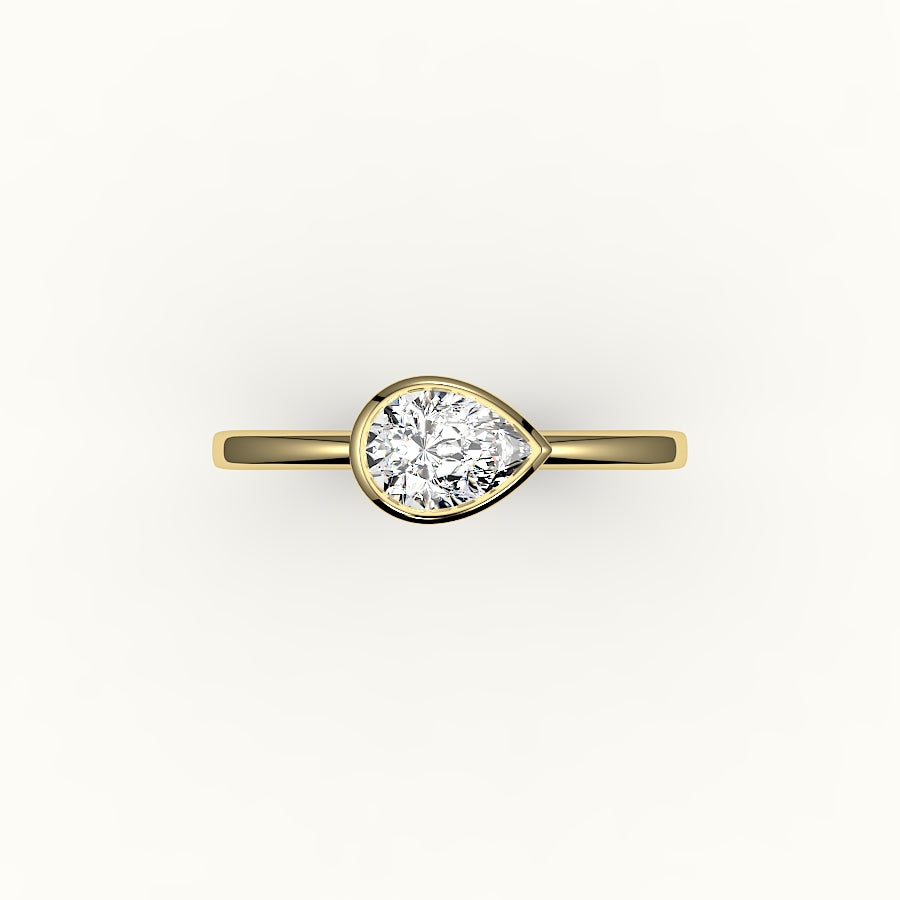 East-West Pear Cut Bezel Ring Setting