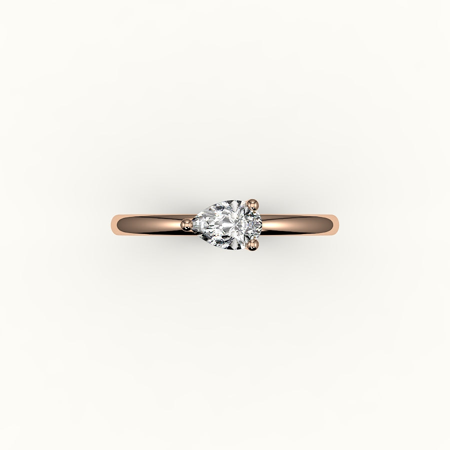 East-West Pear Cut Solitaire Ring Setting