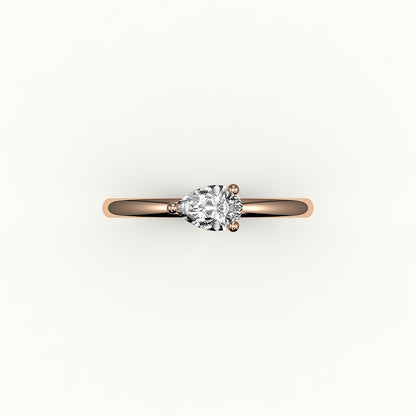 East-West Pear Cut Solitaire Ring Setting