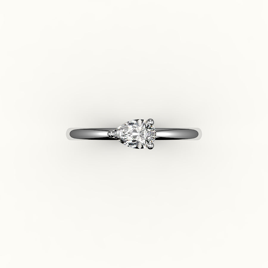 East-West Pear Cut Solitaire Ring Setting