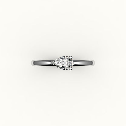 East-West Pear Cut Solitaire Ring Setting