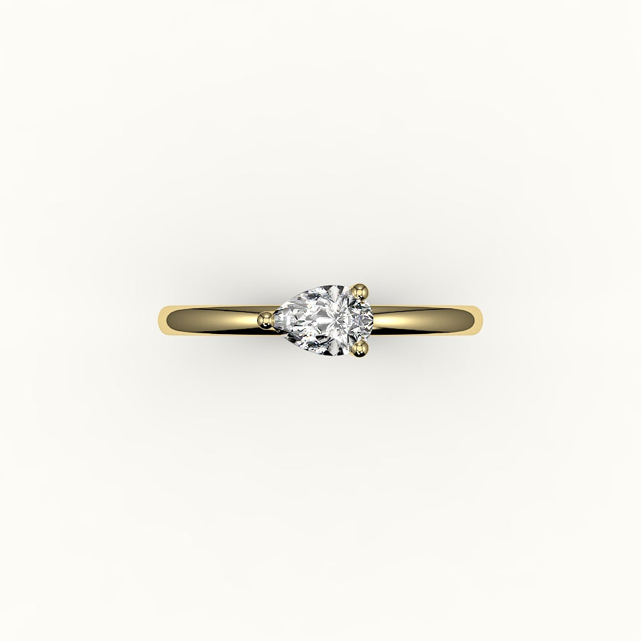 East-West Pear Cut Solitaire Ring Setting