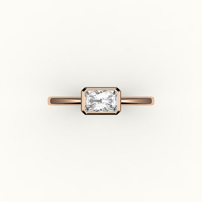 East-West Radiant Cut Bezel Ring Setting