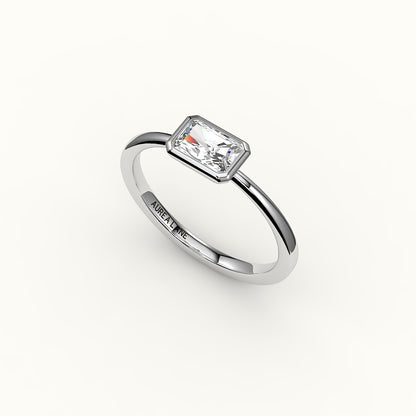 East-West Radiant Cut Bezel Ring Setting