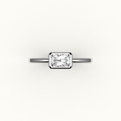 East-West Radiant Cut Bezel Ring Setting