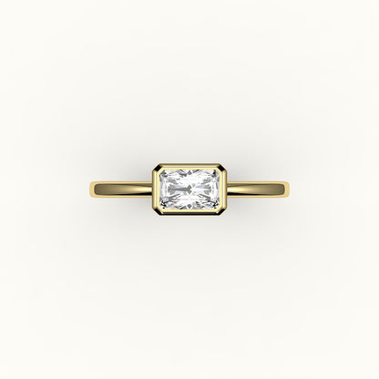 East-West Radiant Cut Bezel Ring Setting