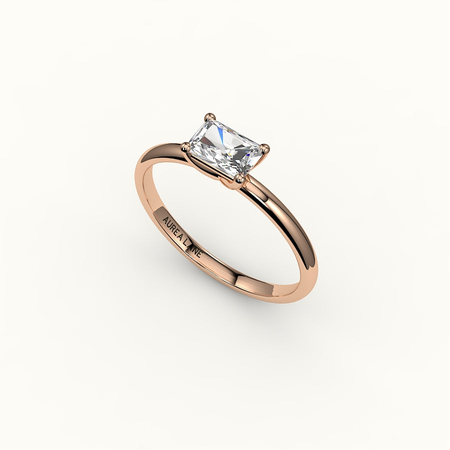 East-West Radiant Cut Solitaire Ring Setting