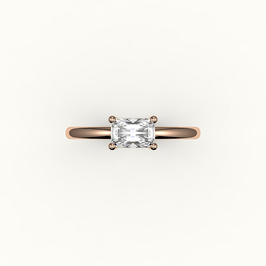 East-West Radiant Cut Solitaire Ring Setting