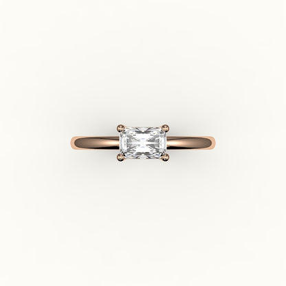 East-West Radiant Cut Solitaire Ring Setting