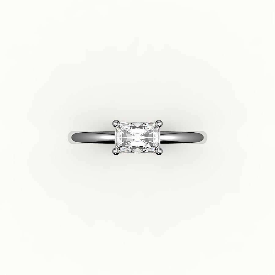 East-West Radiant Cut Solitaire Ring Setting