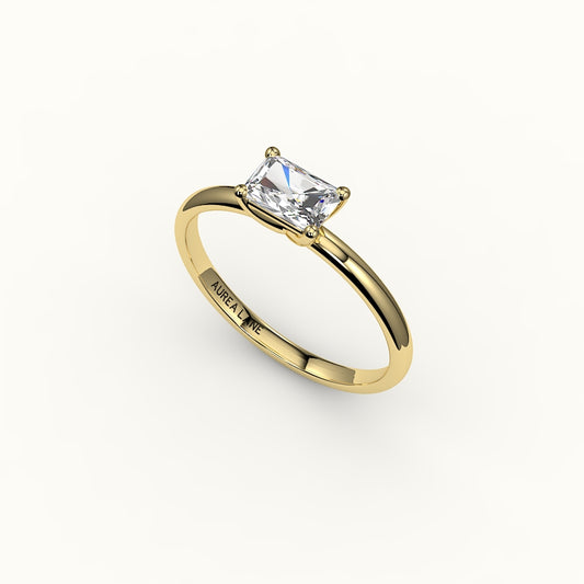 East-West Radiant Cut Solitaire Ring Setting