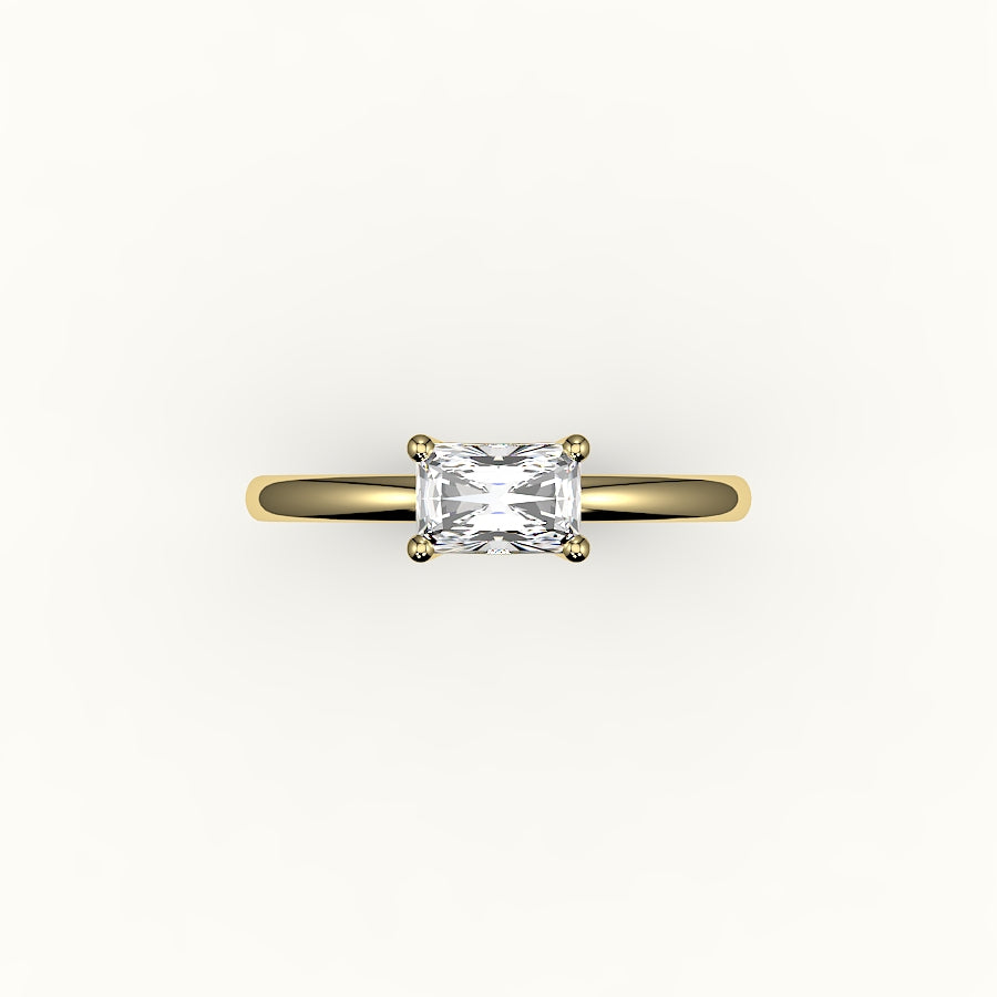 East-West Radiant Cut Solitaire Ring Setting