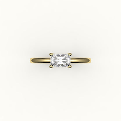 East-West Radiant Cut Solitaire Ring Setting