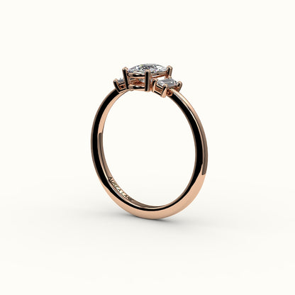 Elongated Cushion Cut Three-Stone Setting with Vertical Baguettes