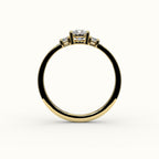 Elongated Cushion Cut Three-Stone Setting with Vertical Baguettes