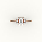 Emerald Cut Three-Stone Setting with Vertical Baguettes