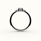 Emerald Cut Three-Stone Setting with Vertical Baguettes