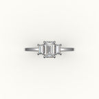 Emerald Cut Three-Stone Setting with Vertical Baguettes