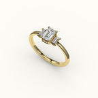 Emerald Cut Three-Stone Setting with Vertical Baguettes