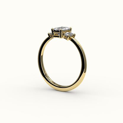 Emerald Cut Three-Stone Setting with Vertical Baguettes