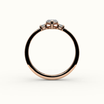 Marquise Cut Three-Stone Setting with Vertical Baguettes