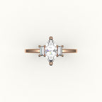 Marquise Cut Three-Stone Setting with Vertical Baguettes