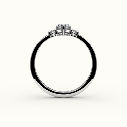 Marquise Cut Three-Stone Setting with Vertical Baguettes